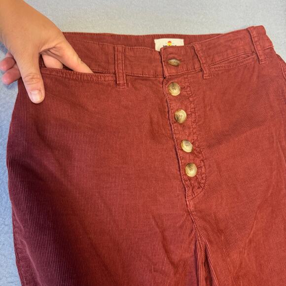 Marine Layer Women's Bridget Corduroy Wide Leg Cropped Stretch Pant Barn Red 12 - Picture 5 of 9
